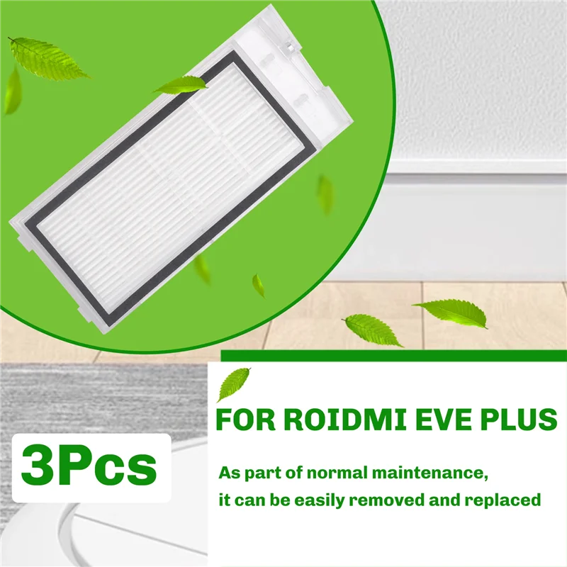A39M 3Pcs For ROIDMI EVE Plus Robot Vacuum Cleaner HEPA Filter Home Robot Vacuum Cleaner Accessories