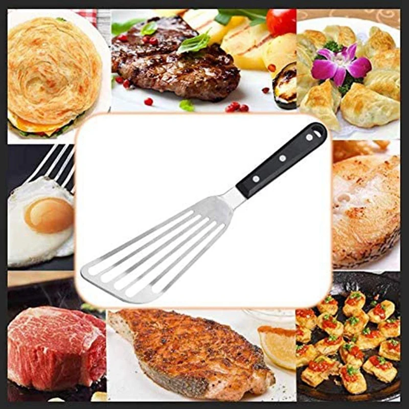 Stainless Slotted Spatula With Riveted Handle, Sturdy Fish Spatula Turner Easier For Flipping Frying Grilling