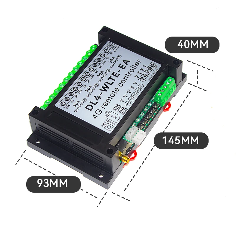 Smart GSM 4G LTE 4Channel Controller DL4 SMS Remote ON/OFF 30A Big Power Relay Switch Temperature Monitor Power Failure Alarm