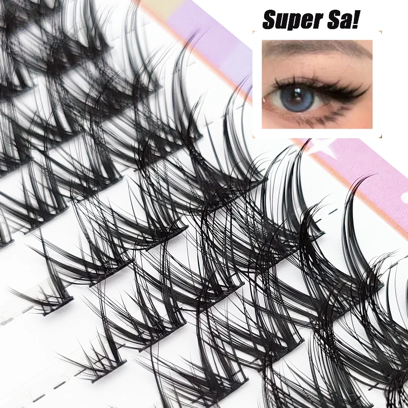 Mischen Sie 3d flauschige einzelne Cluster Wimpern verlängerung segmentierte natürliche Nerz Fuchs Augen effekt Make-up Wimpern einzelne falsche Wimpern – Detail 9