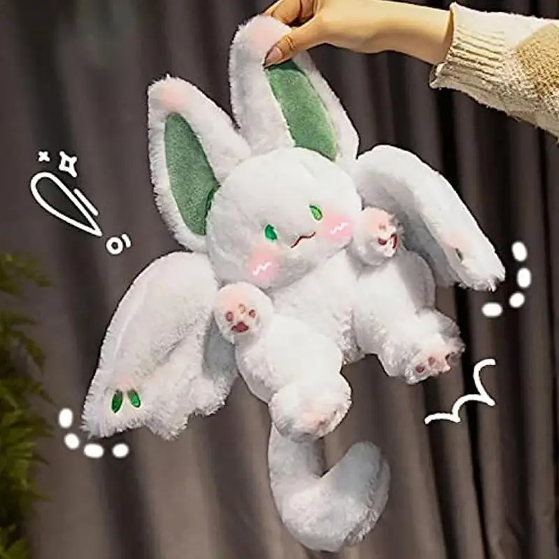 Jouet en peluche de lapin chauve-souris à l'envers, oreiller en peluche, ailes de chauve-souris douces, peluche de lapin étreignable, pentures en peluche au beurre