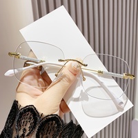 New Fashionable Age-Reducing Women's High-Definition Ultra-Light Metal Diamond-Cut Rimless Glasses Starlight Fine Glitter Women's Ultra-Light Metal Rimless Glasses