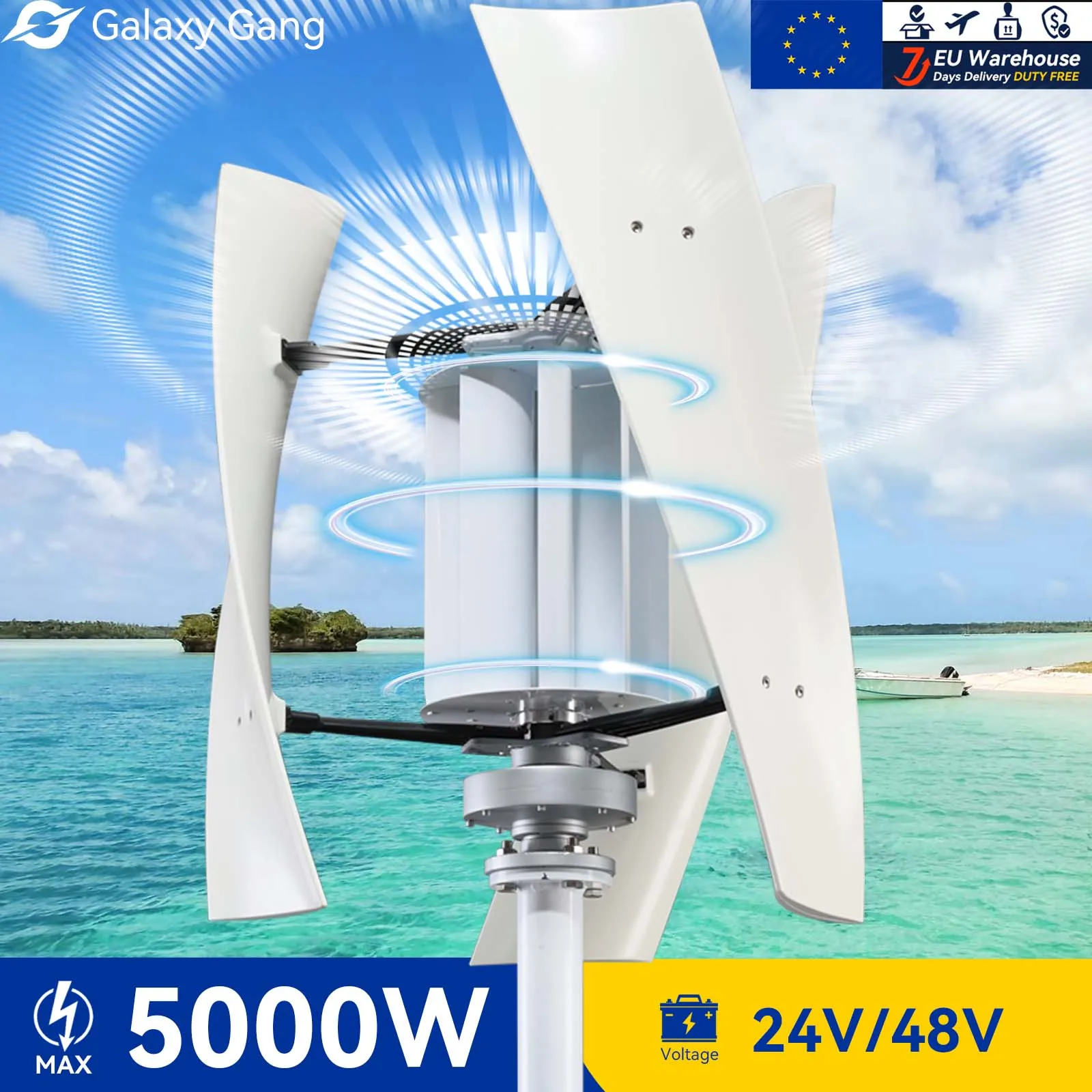 

5KW 2KW Vertical Axis Maglev Windmill Turbine High Voltage Generator 5KW 24V 48V With Hybrid Charge Controller GGX5