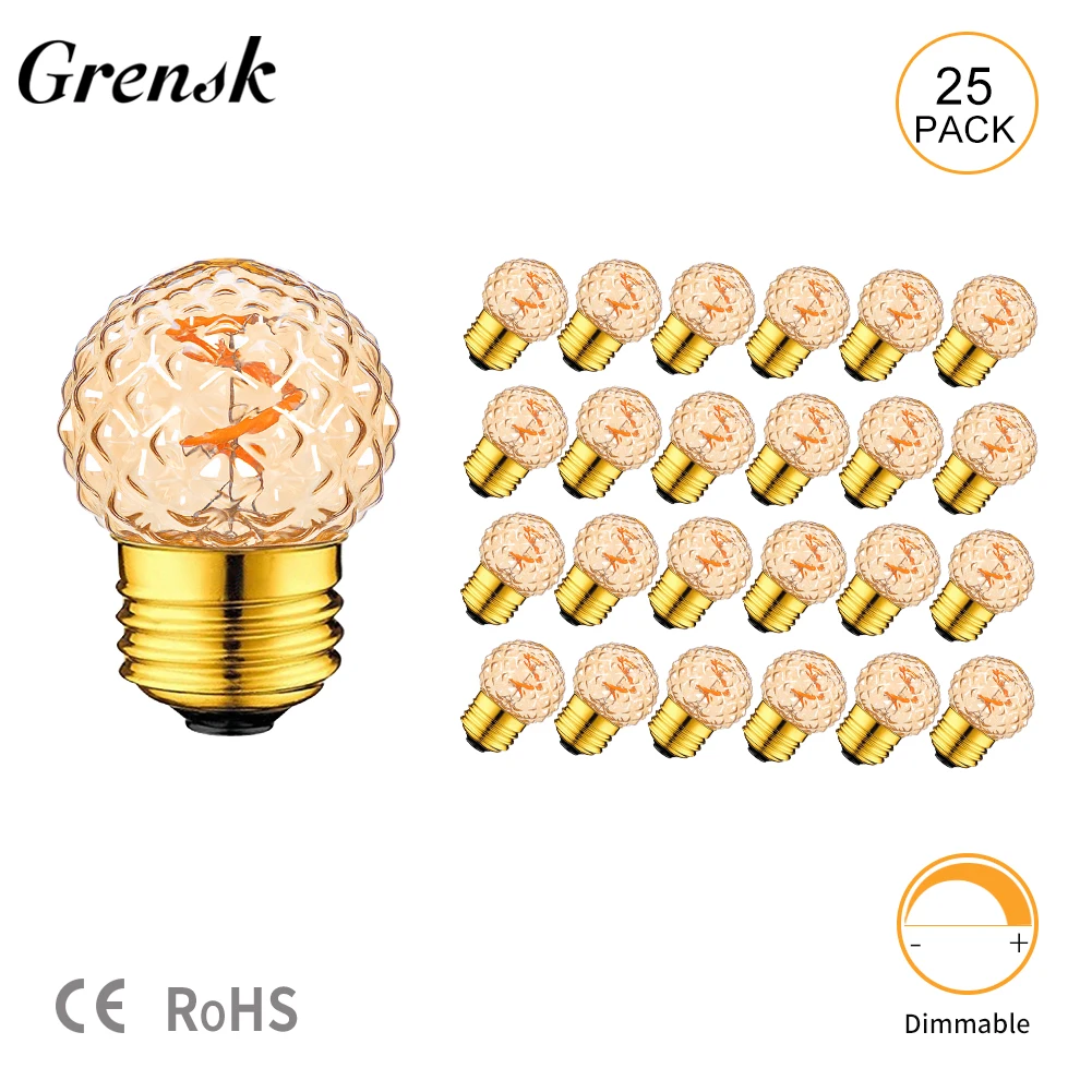 Vintage Led Spiral Filament Bulb G40 Amber Glass 1.5W E27 Dimmable Edison Light Ball Lamp For Pendant Chandelier Decorative Lamp