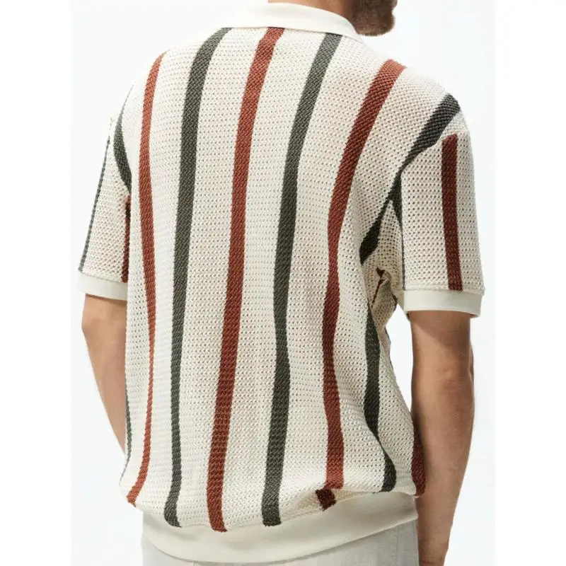 Pull en tricot à manches courtes pour hommes, vêtements coréens, pull d\'été