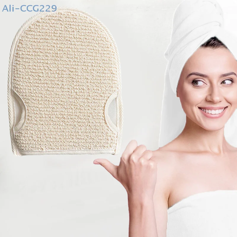 Soft Natural Loofah Glove Double-sided Body Scrub Sponge Pad Shower Mitt For Shower Spa Skin Clean Bath Gloves