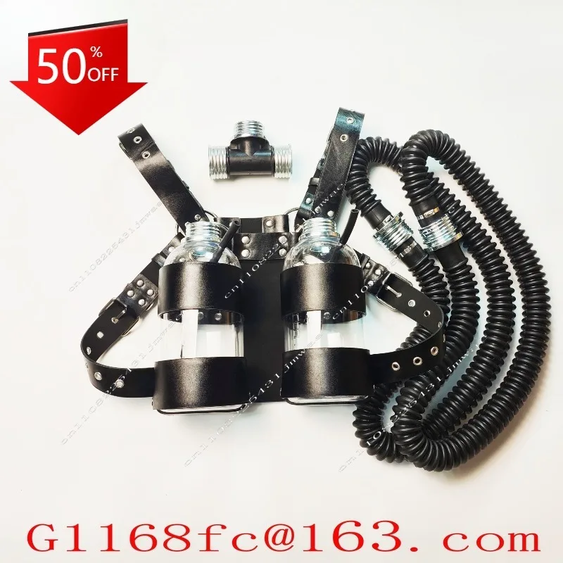 Gas Mask Negative Pressure Bottle Backpack, Double Bottle Breathing Pressurization