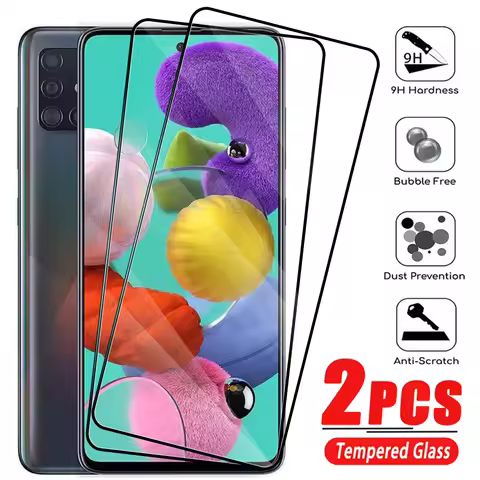 2Pcs Tempered Glass For Samsung Galaxy A91 A81 A71 A51 Full Cover Protective Screen Protector Film on Samsung A31 A21 A11 A21S