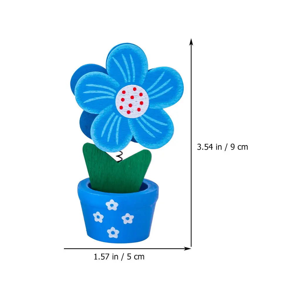 6Pcs Wooden Flower Pot Shaped Memo Clip Photo Holder Note Clamp Desktop Decoration Office Organizer Multipurpose Picture Fixing
