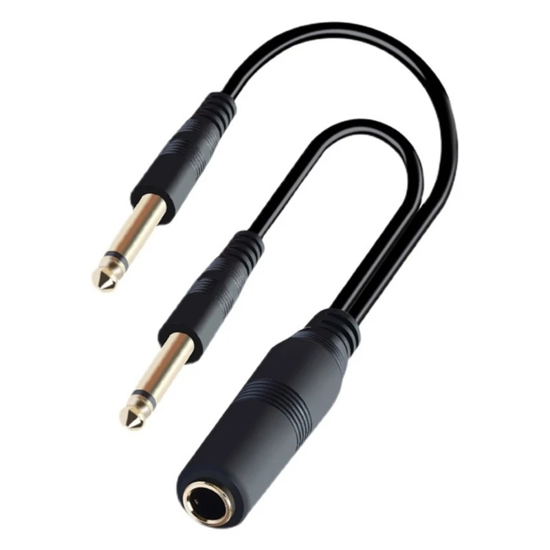 6.35mm Splitter Cable With AntiNoise Design 6.35mm Female To 2Mono Male Audios Cable For Clear Sound Output