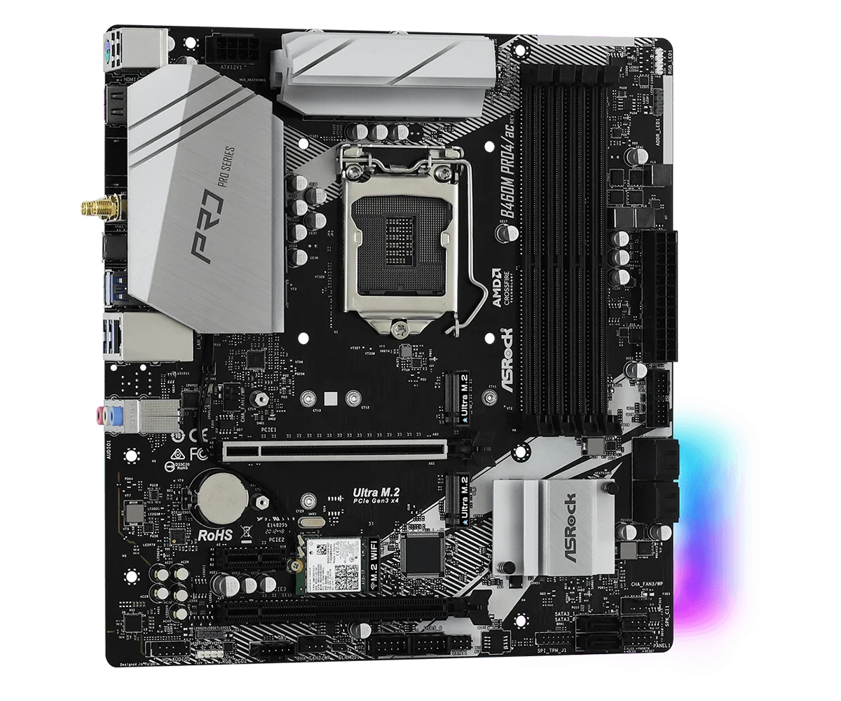 ASROCK B460M PRO4/AC moederbord B460 moederbord LGA 1200 DDR4