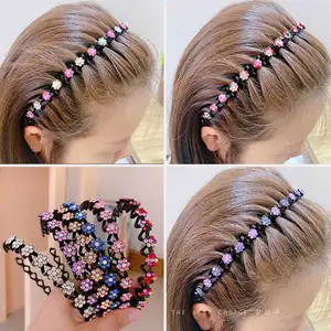 Nouveaux bandeaux antidérapants en strass, bandeaux à vagues unies pour femmes, lunettes à cheveux pour filles, anneaux à cheveux mode pour dames, accessoires capillaires boutique 10 meilleurs accessoires flower power en vente - No 8