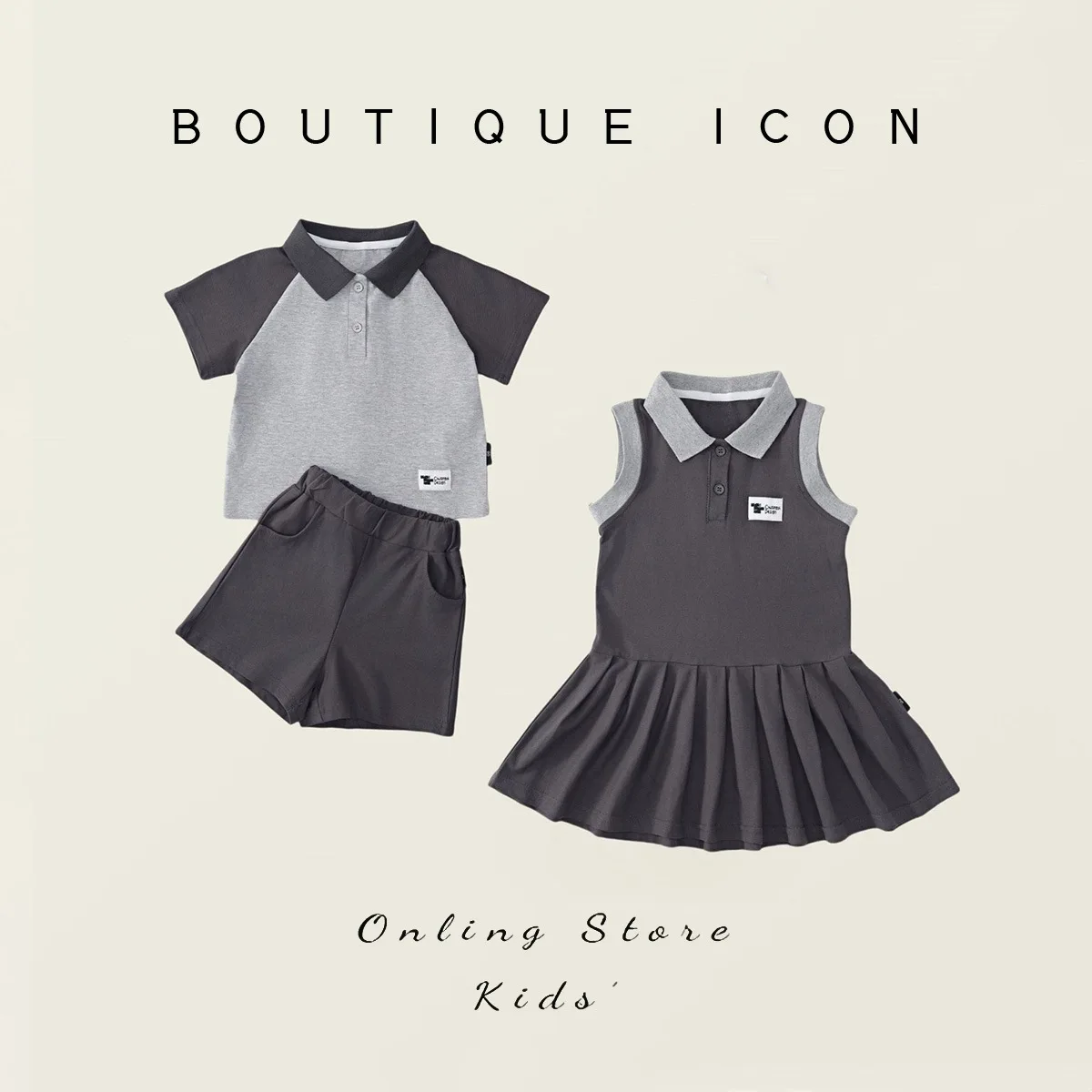 

Одинаковая одежда для школьников начальной школы для брата и сестры, школьная форма, детское серое платье для девочек, рубашки-поло для маленьких мальчиков, костюм с шортами