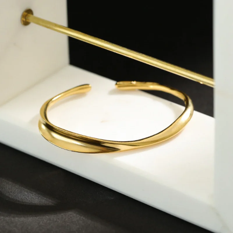 S'STEEL Korean Bangle 925 Sterling Silver For Women Irregular Minimalist Gold Open Bracelet Bangles Bracelet Jonc Argent Jewelry