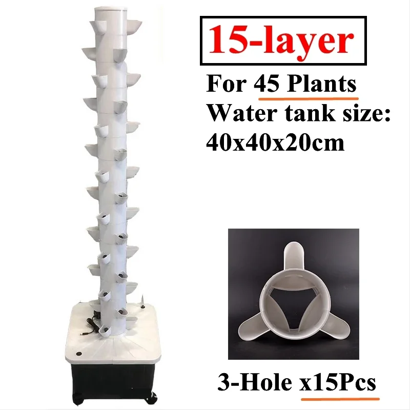 

Home Garden Vertical Hydroponic Tower 45Holes Vegetable Planter Balcony Hydroponics System With Timer Greenhouse Planter