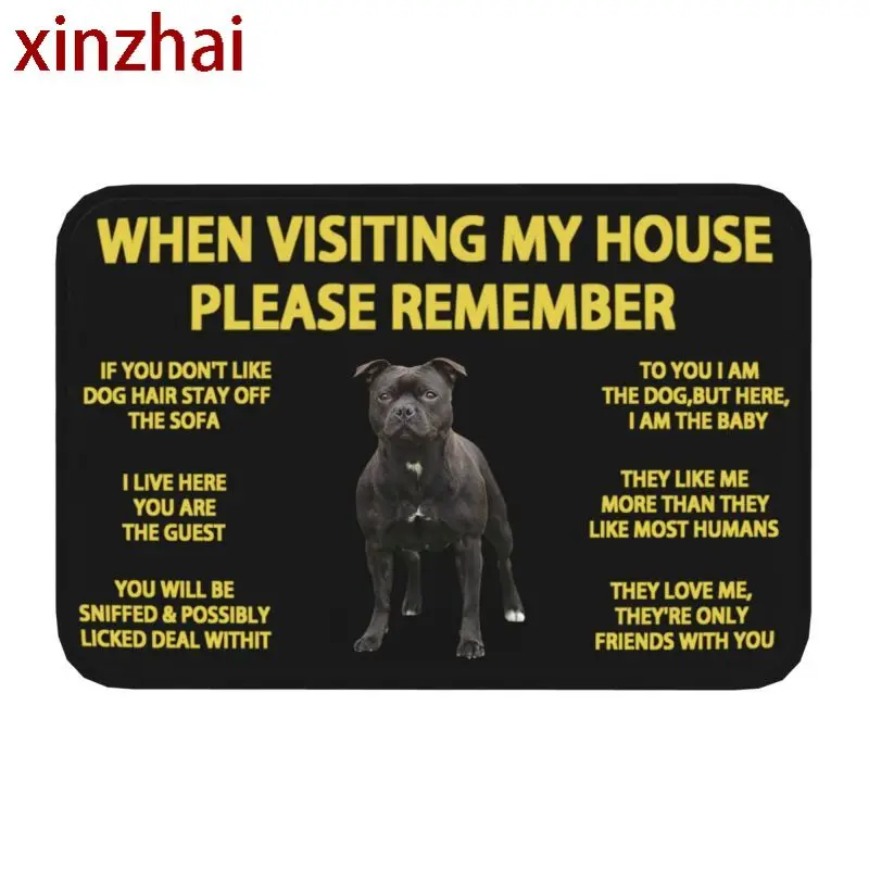 Staffordshire Bull Terrier Floor Door Bathroom Kitchen Mats Anti-Slip Indoor Doormat Garden Entrance Carpet Rug