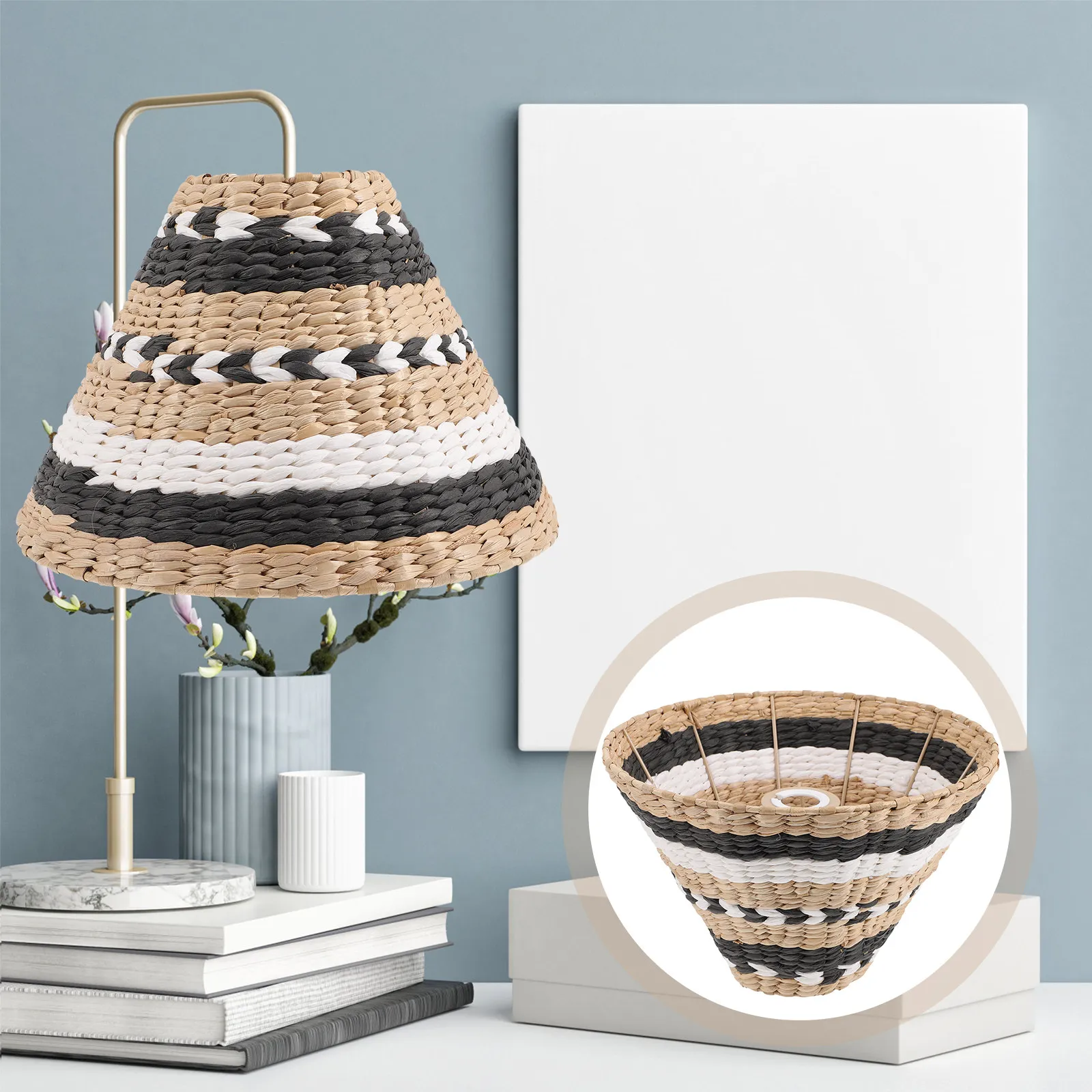Woven Paper Lamp Shade Decorative Rustic Warm Atmosphere Dust Protective for Table Floor Wall Lamps Home Office Bedroom Study