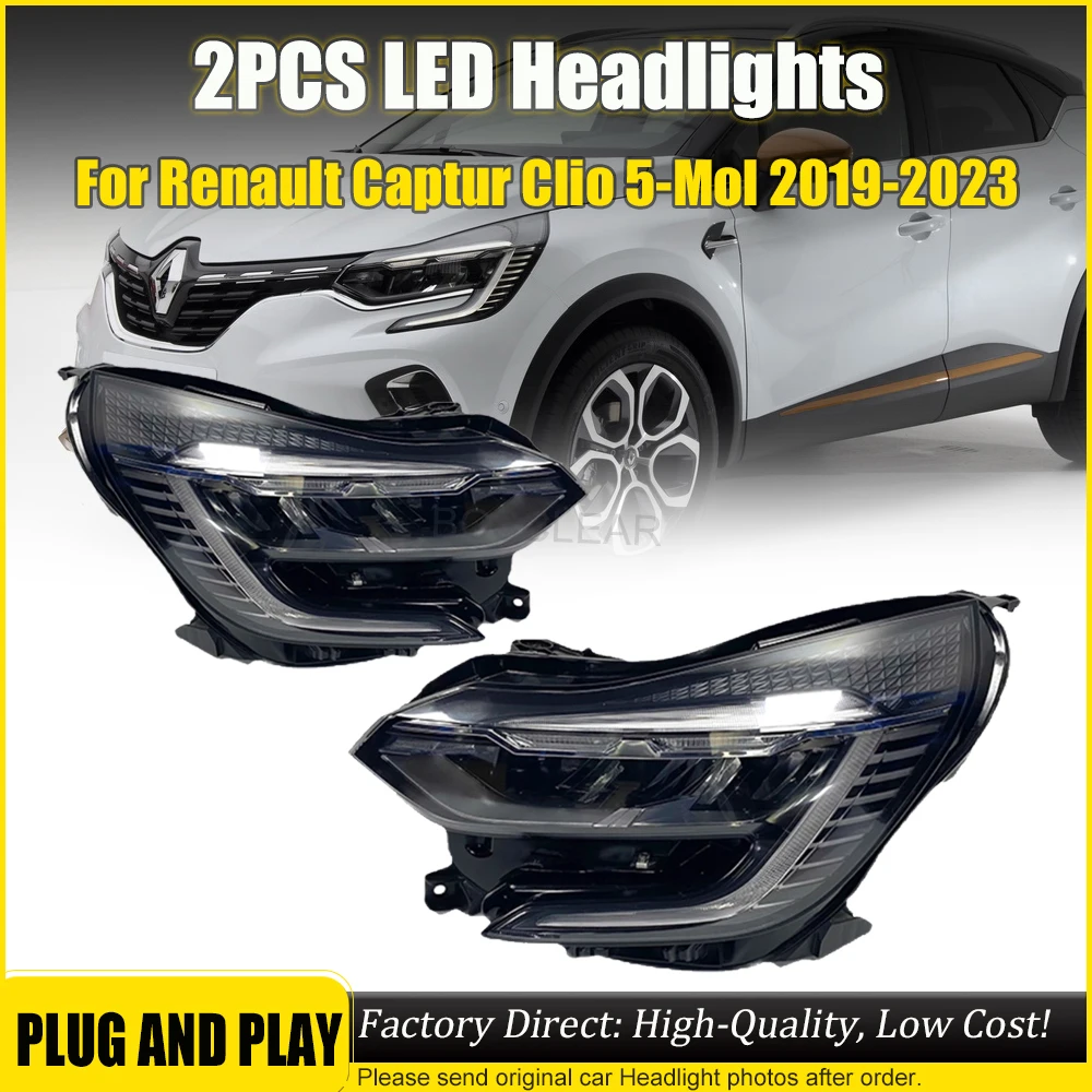

For Renault Clio 5 2019 2020 2021 2022 2023 car accessories Highest Version Front LED 5 Pin HeadLight DRL HeadLamp 260100876R