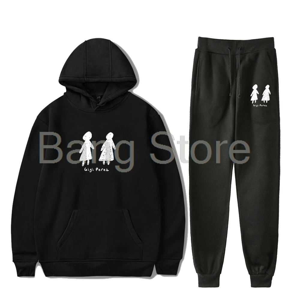 

Gigi Perez Logo Hoodie Unisex Jogger Pants Fashion Two Piece Set Women Men Sweatsuits