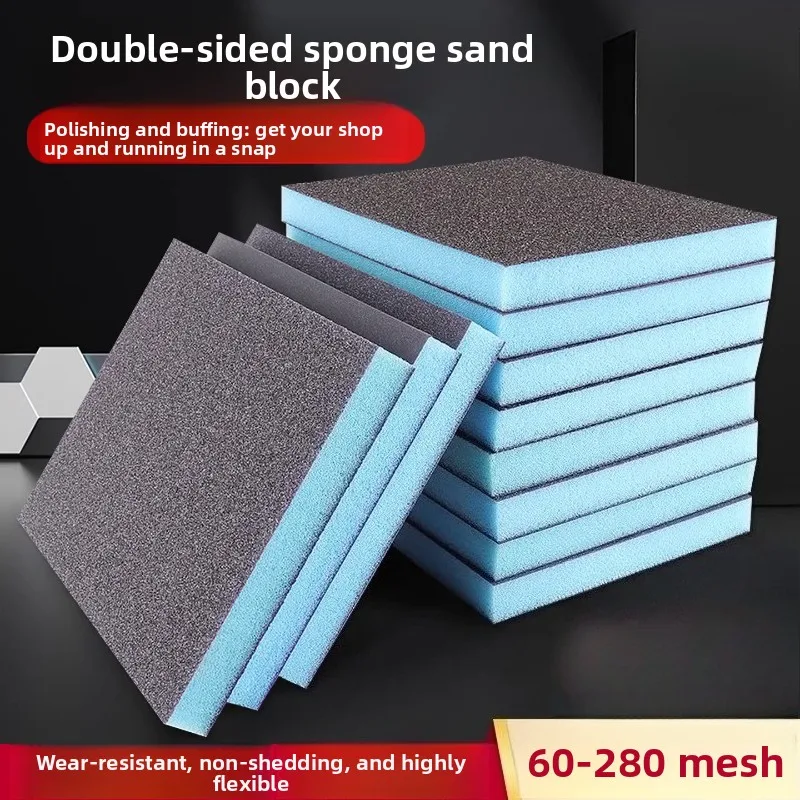 Double Sided Sponge Sand Block Sandpaper Polishing Crafts Woodworking Metal Rust Removal Polishing Sandpaper Bricks 2-10pcs