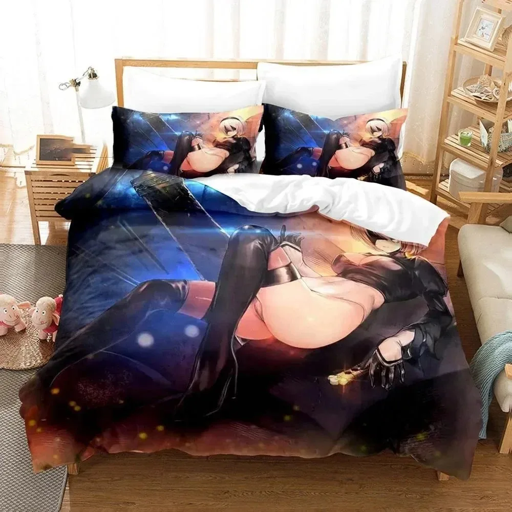 3D Print Game NieR Automata YoRHa No.2 Type B 2B Bedding Set Boys Girls Twin Queen Size Duvet Cover Pillowcase Bed Kids Adult