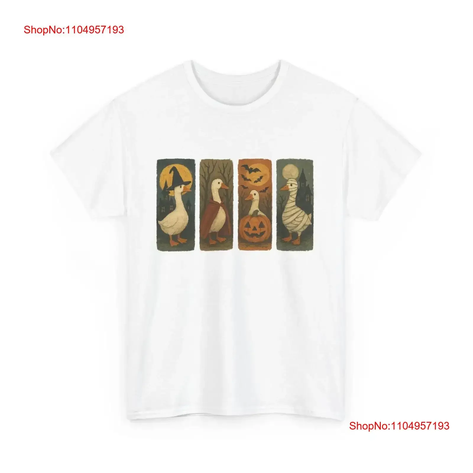 

Halloween Goose T Shirt Witch Dracula Pumpkin Ghost Funny Fall vintage Washed homme Breathable Stretched fashion Casual