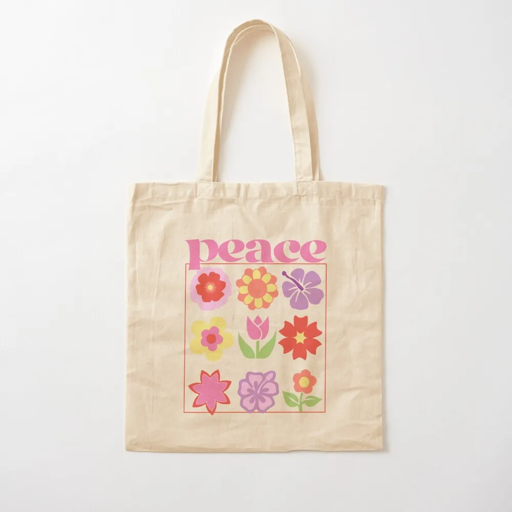 

Flowery Peace Tote Bag Custom bag Shopping bags eco bag folding Canvas Tote