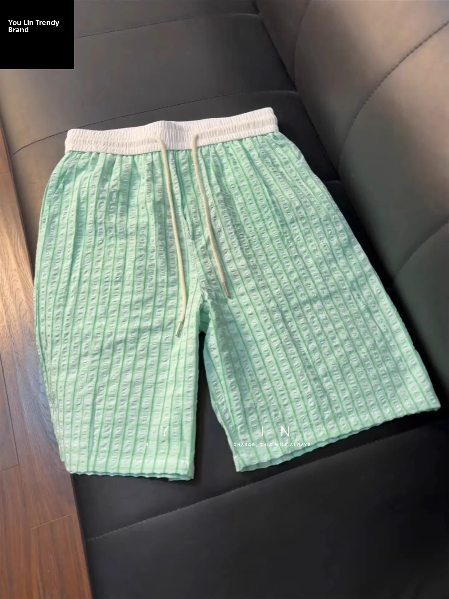 

Mint een Bubble Che Qui Dry ort Pants Men Summer Thin Ice Silk Sports Outdoor Beach Five-Quarter Middle Pants