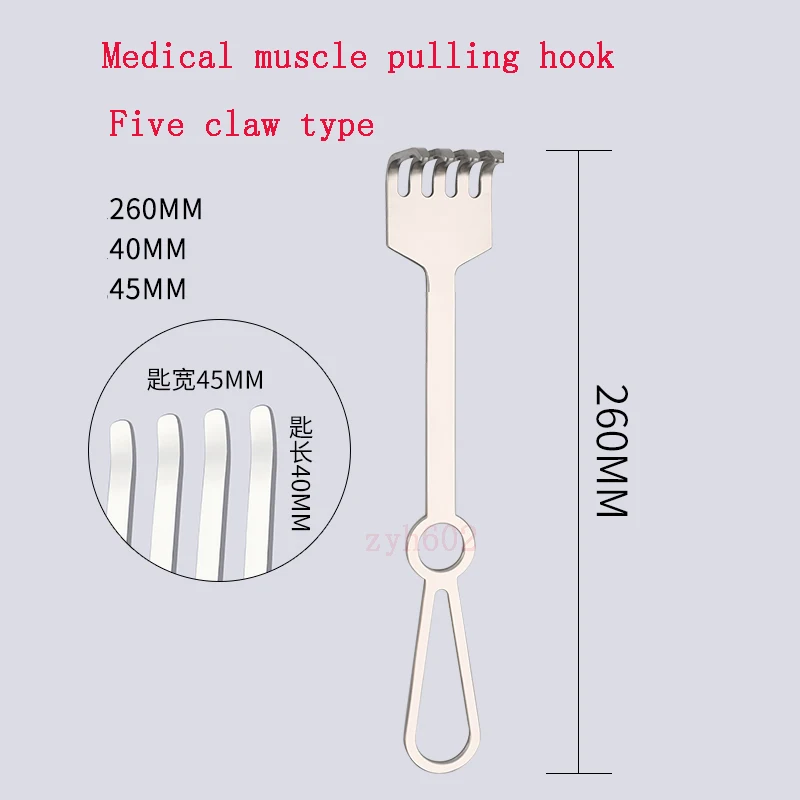 Gancio per tirare i muscoli medici Strumento in acciaio inossidabile Divaricatore Gancio per tirare i muscoli Gancio per tirare piatto Gancio per tirare la pelle Tirare la ferita