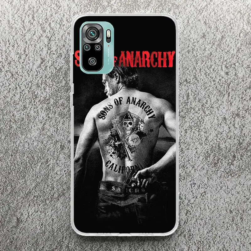 Sons Of Anarchy Black Phone Case For Xiaomi Redmi Note 13 12S 12 10 10S 11 11S 11E Pro Plus 11T 9 9S 9T 8 8T 7 Soft Silicone She