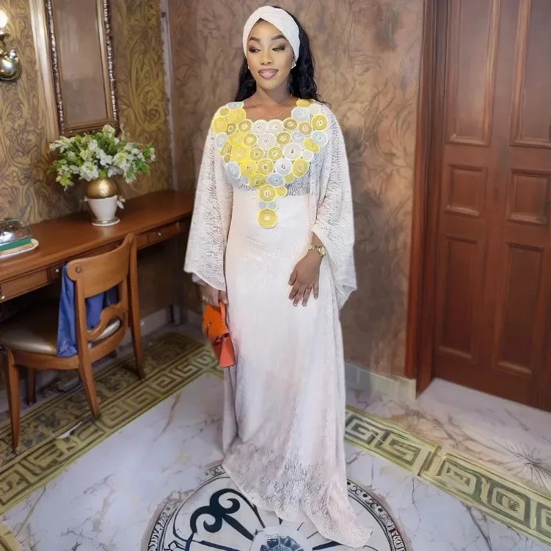فساتين أفريقية أنيقة للنساء أزياء إسلامية بوبو عبايات رداء Dashiki أنقرة ملابس دانتيل ثوب مسائي قفطان فستان ماكسي