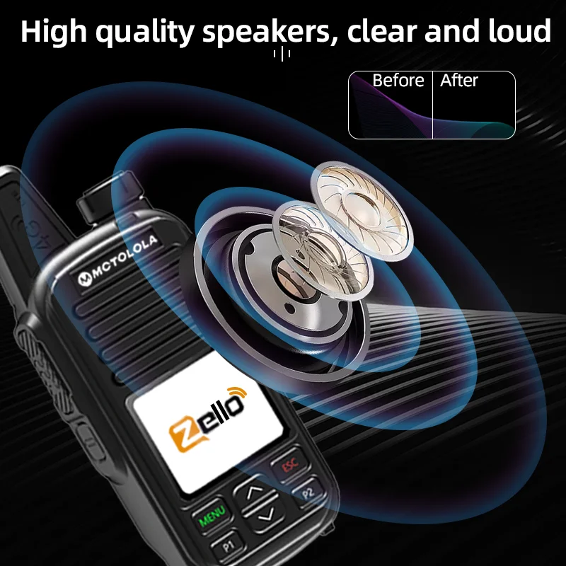 MOTOLOLA 4G Zello global de alta definición calidad de sonido walkie talkie Wi Fi Android Bluetooth tipo C carga rápida PTT Global