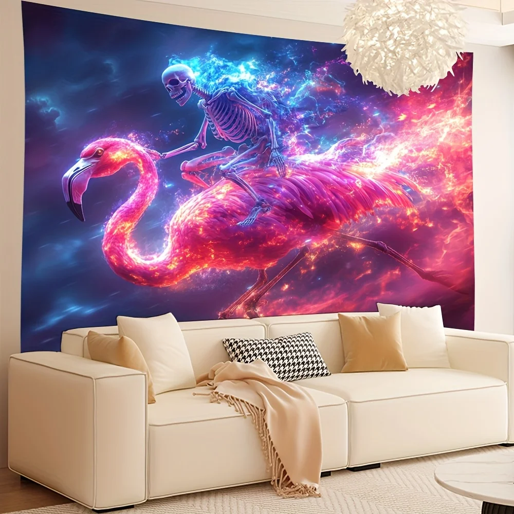 Tela de fondo de flamenco con calavera estilo Vector, adecuada para decoración de estudio, fiesta, hogar y tienda, 1 ud.