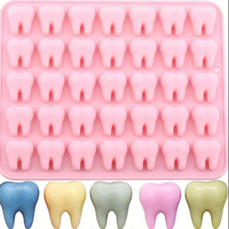 35-Piece Mini Tooth Silicone Candy Mold 3D Small Molar Mold Chocolate Soft Candy Mold
