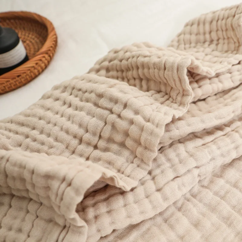6 Layer Gauze Multipurpose Throw Blanket Baby Cotton Gauze Children's Bath Towel Without Fluorescent Color Waffle Blanket