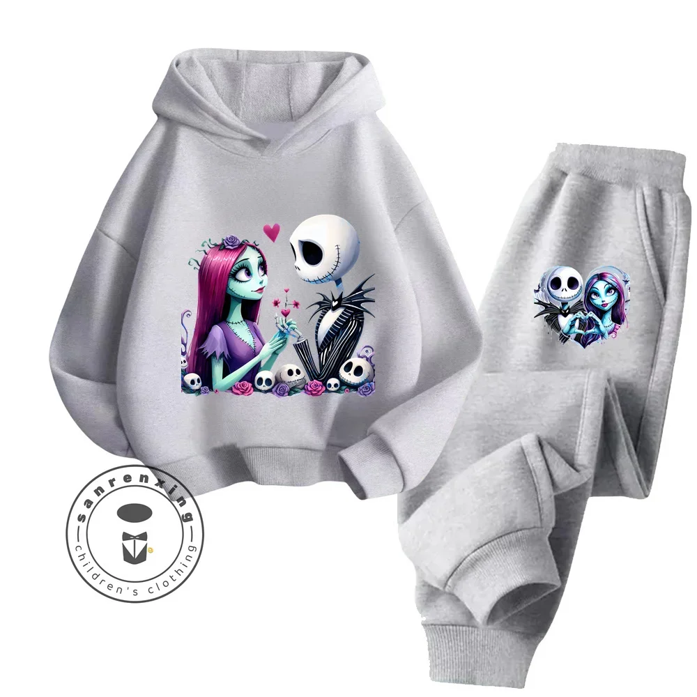 The Nightmare Before Christmas Long Sleeve Fashion Tops Suitable for Kids Soft Touch Elegant Design Fall Winter Hoodie Set