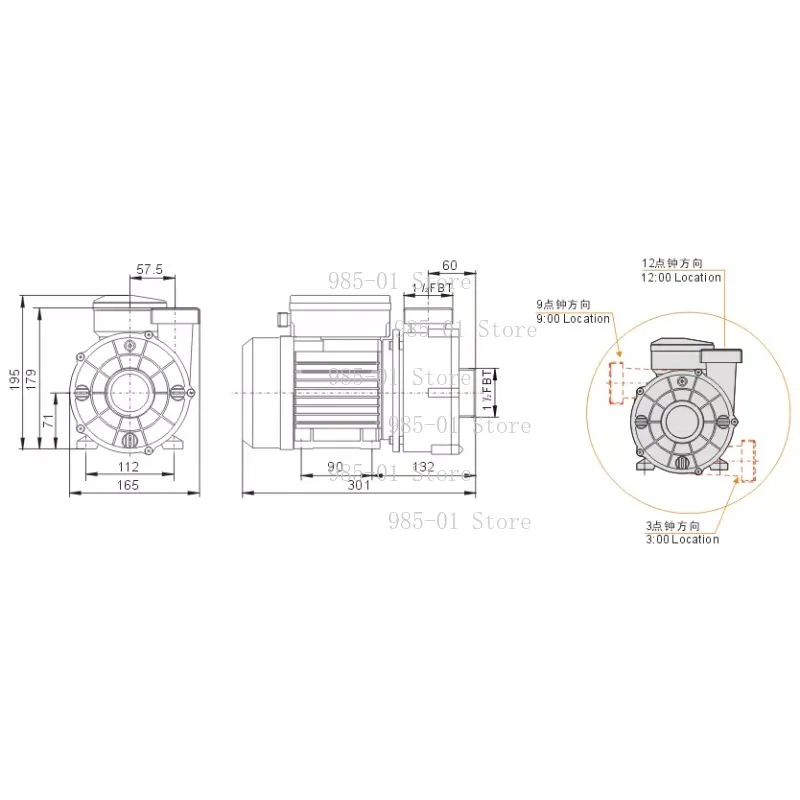 Corrosion-Resistant Seawater Circulation Pump Compatible with WTC50 WTC50M Whirlpool Bath