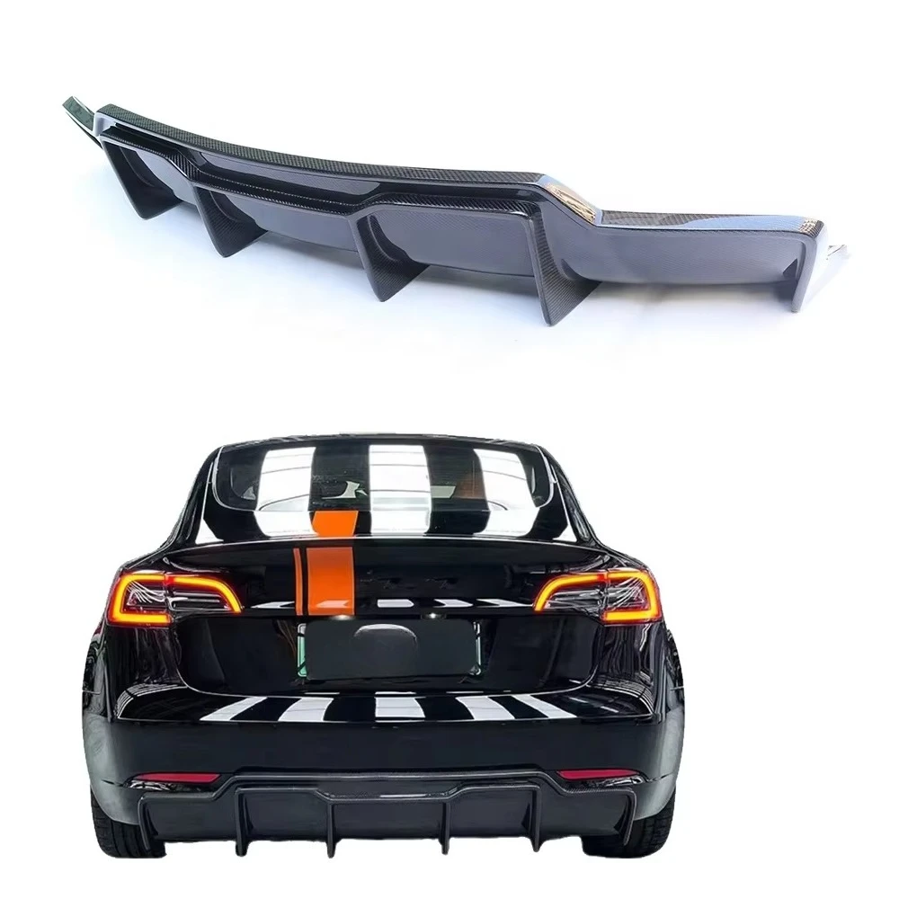

Suitable forTesla Model 3 Rear Bumper Lip Diffuser Dry Carbon Fiber Automotive Parts