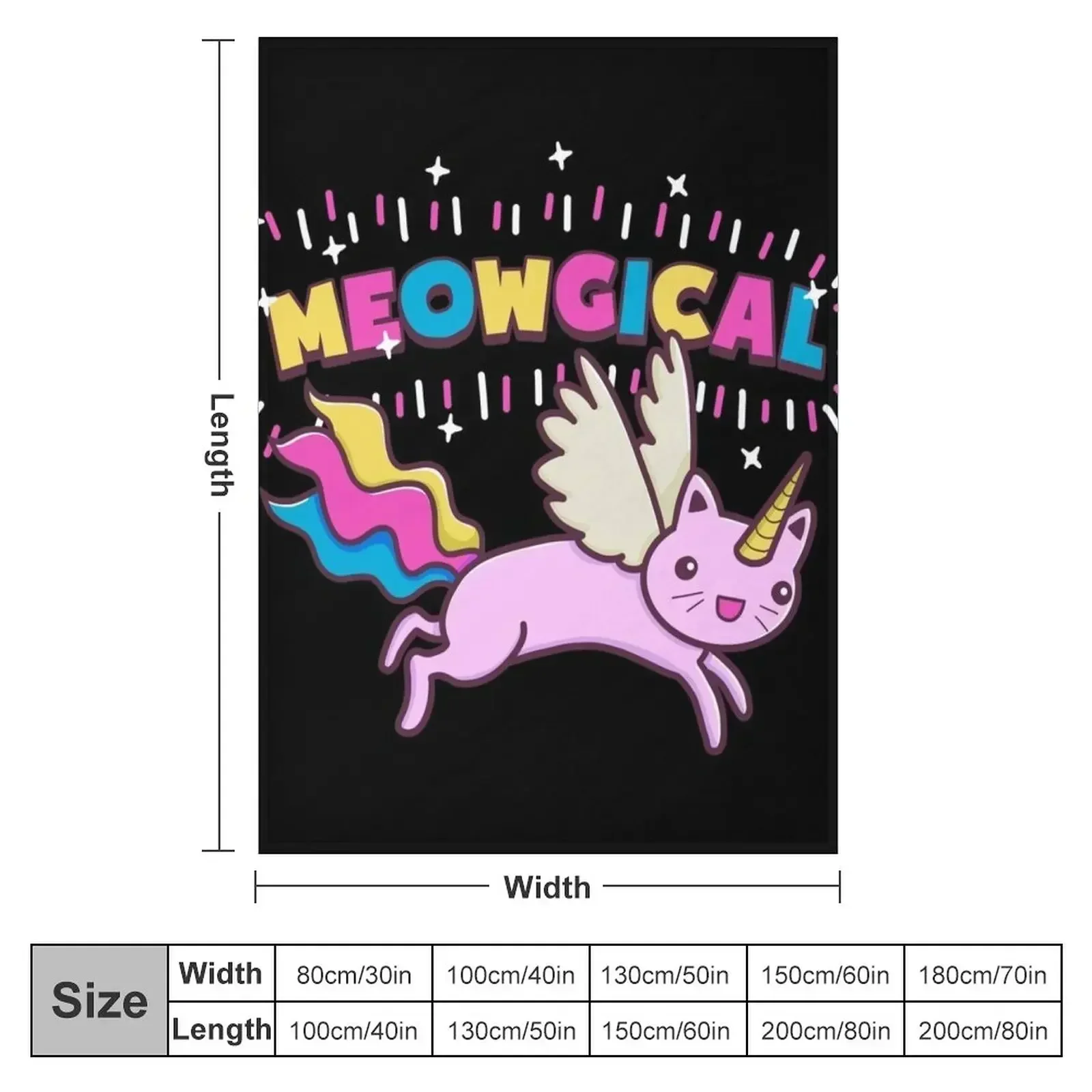 Unicorn Cat | Meowgical Rainbow Throw Blanket anime Moving Bed linens manga Blankets