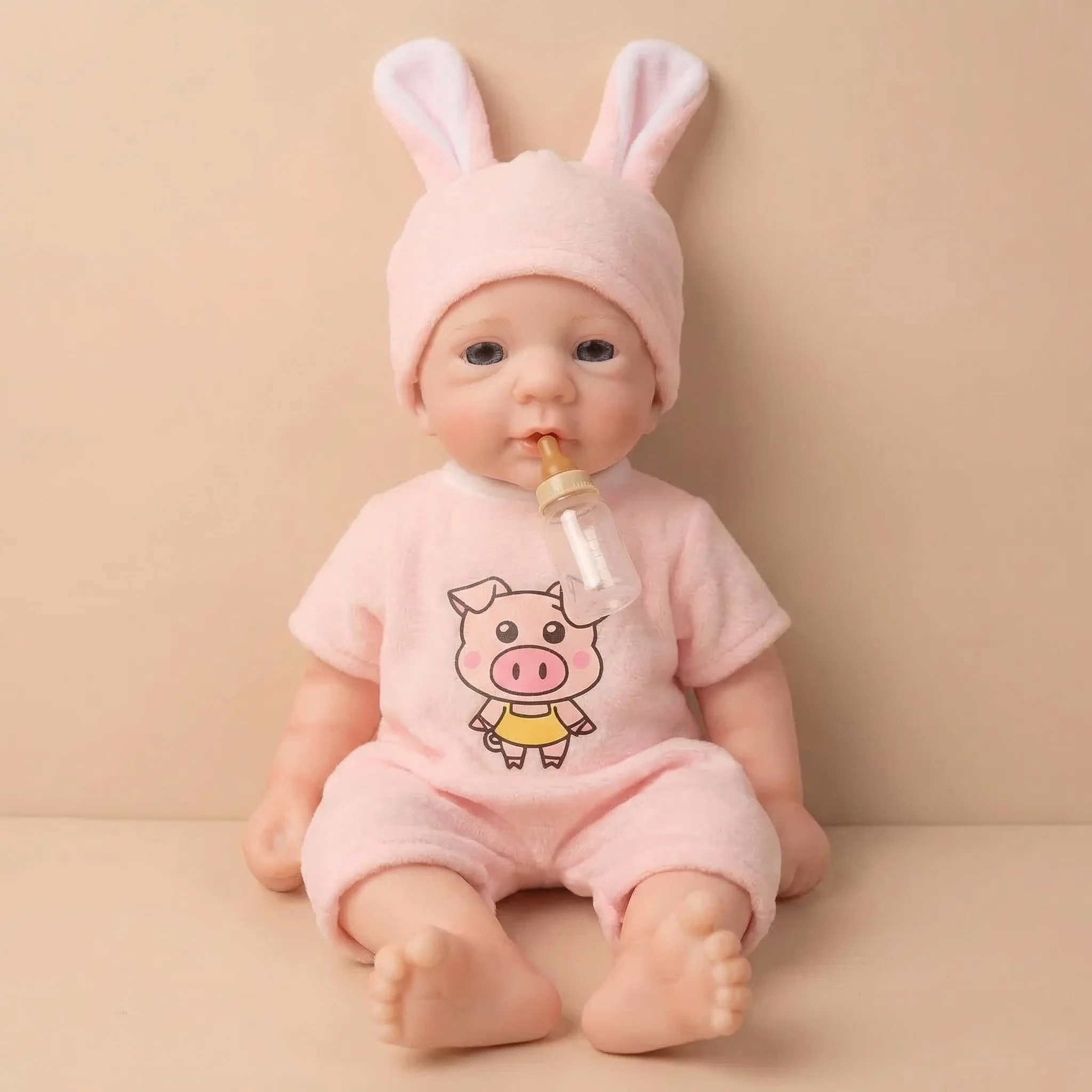 NPK 12-Zoll Felicia Puppe - Superweiche, solide Platin-Silikon Quetschbare Elastische Babypuppe für Mädchen, ca. 1,1 kg schwer