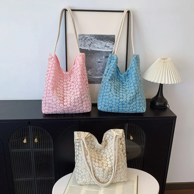 

Sweet Tote Bags for Women Shopping Bag Purse and Handbags Women Lace Flower Summer Bags Sac À Main Femme Bolsos De Mujer 2025