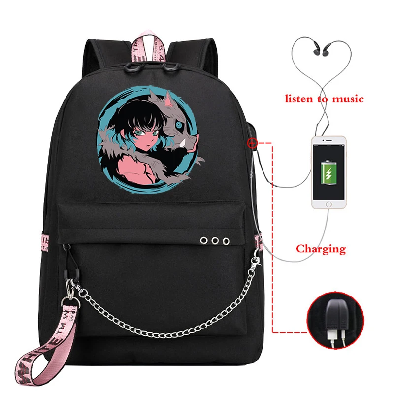 

Demon Slayer Anime Canva Bag Grocery Fashion Black Backpack Fancy High School Teen Bag Girl Demon Slayer Travel Kawaii Backpack