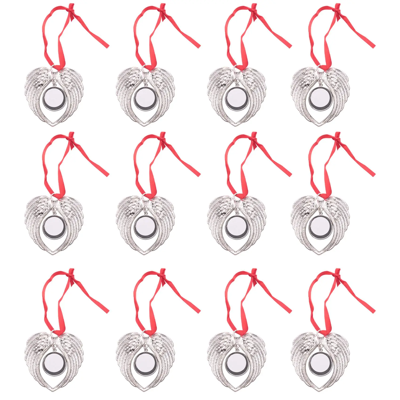 Angel Wing Shape Blank Sublimation Ornamento, Impressão De Transferência A Quente, Decoração De Árvore De Natal, Decoração De Festa De Natal, 12Pcs
