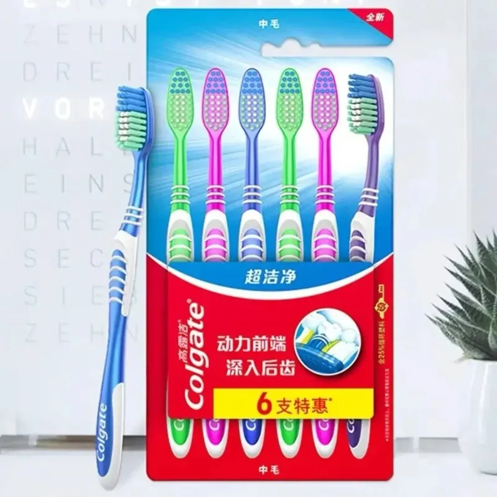 Colgate 6 Packs Toothbrush Family Couple Fine Soft Medium Hair Travel Set For Men And Women Back Tooth Cleaning