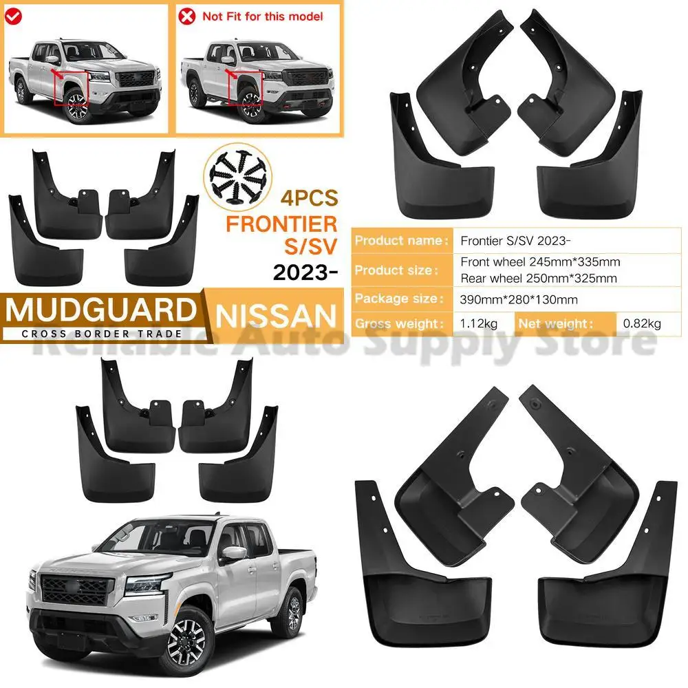 For Nissan Frontier S SV 2023 Premium Navara Mud Guards Front Rear Car Accessories Durable Protection Stylish Design