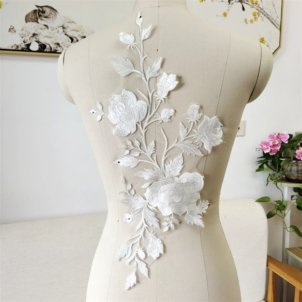 HOBBIESAY 4 Pz Ricami Appliques in Pizzo Foglia Dorata Fiori Toppe per Indumenti Abito Abito Cucito Decorazioni Poliestere Ornamento Accessori Appliques per Tessuto Fai da Te 229x102x1mm