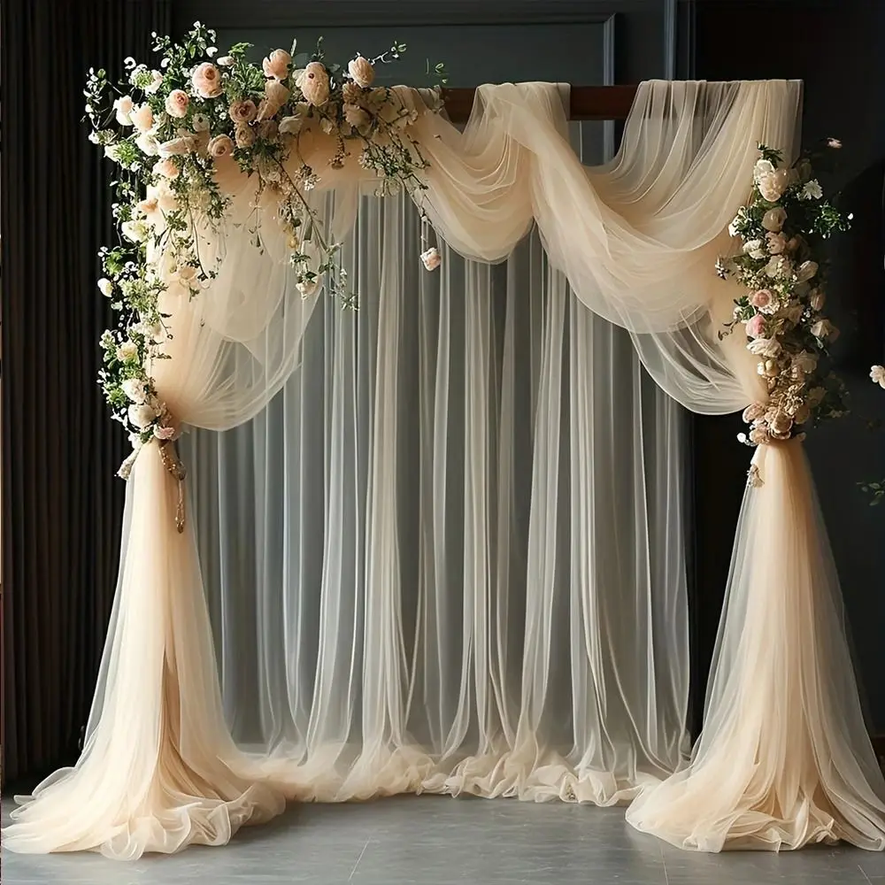 6/8/10 Meters Wedding Tulle Arch White Pink Width 160CM Draping Fabric Backdrop Elegant Sheer Drapes Fabric Birthday Party