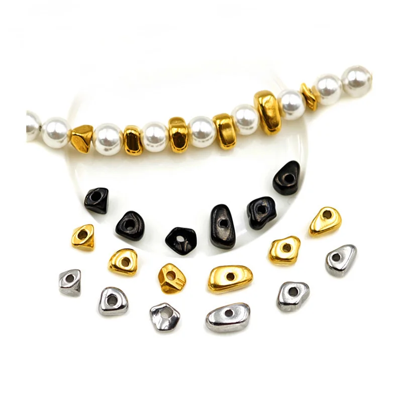 50pcs Stainless Steel freeform Shape Spacer Beads DIY for Women Men Bracelet Necklace Making PVD Coating Gold Color Gunmetal Blk