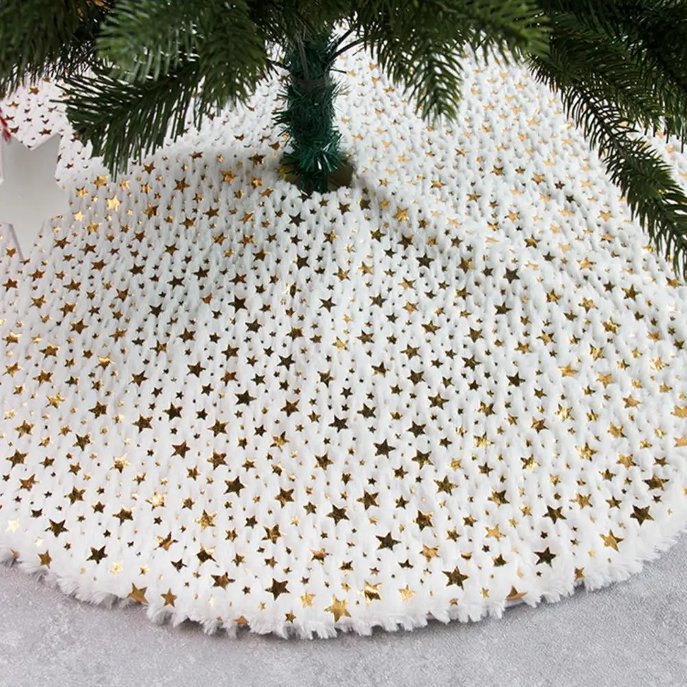 Large Christmas Tree Skirt Base Cover Eye-catching Waterproof Non-woven Fabric Plush Christmas Tree Pad Decor