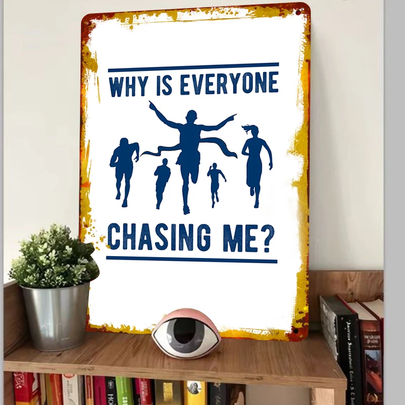 Funny Marathon Finish Line Metal Wall Art Decor for Runner Gifts